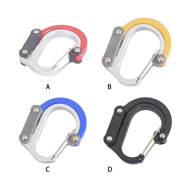 Mousqueton Extérieur en Alliage d'Aluminium Pliable 360 Pratique Rotation à Degrés Escalade Sac de Camping Boucle de Sangle Sécurité Rouge