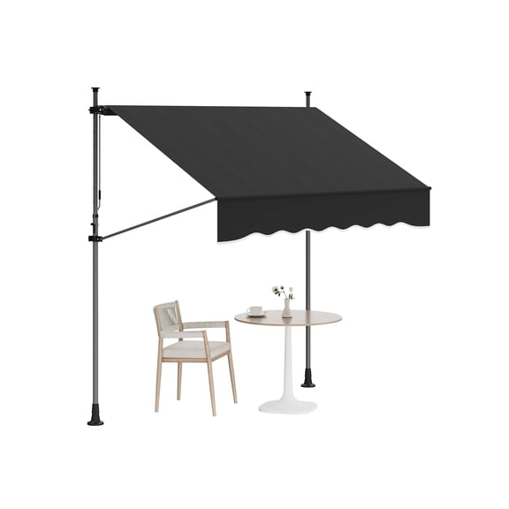 Manual Retractable Awning, 118''x118'' Patio Awning Outdoor Sunshade Shelter, Angle & Height Adjustable Sunsetter Retractable Awning UV Protection for Any Window or Door, Black