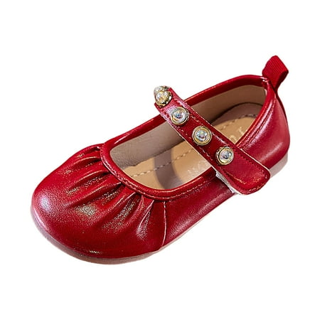 Gvdentm Toddler Girls Dress Shoes Oxford Wedding Dress Shoes Classic School Uniform Flats Formal Casual Loafer for Toddler Little Kid Pink Toddler Shoes (10.5 Red)
