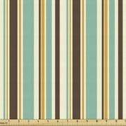 Striped Fabric by the Yard Upholstery, Funk Art Nostalgic Lash Strokes with Earthen Tones Blow Fashion Graphic Print, Decorative Fabric for DIY and Home Accents, 1 Yard, Brown Teal by Ambesonne