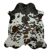 Original Tricolor Cowhide Rug, 6x8 ft, Genuine Leather, Natural Cowhide for Modern & Rustic Decor