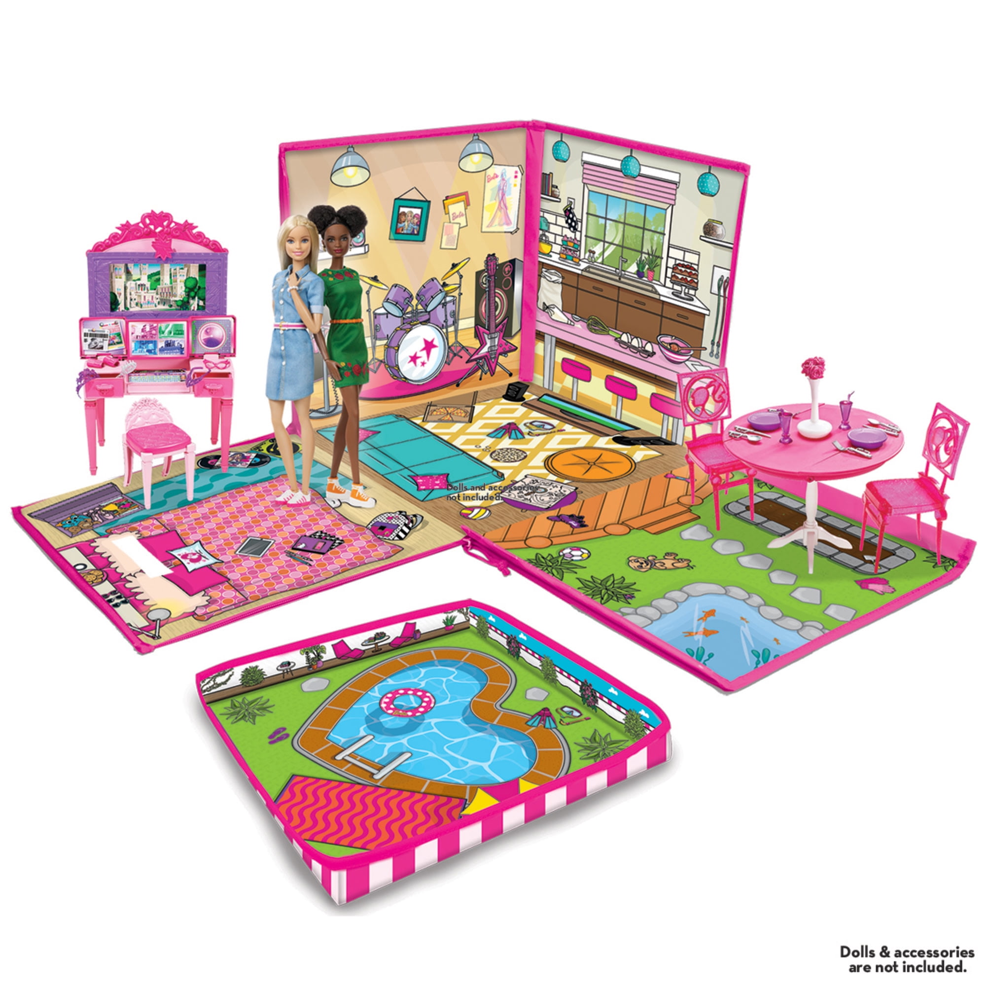 Barbie zipbin dream house online toy box & playmat
