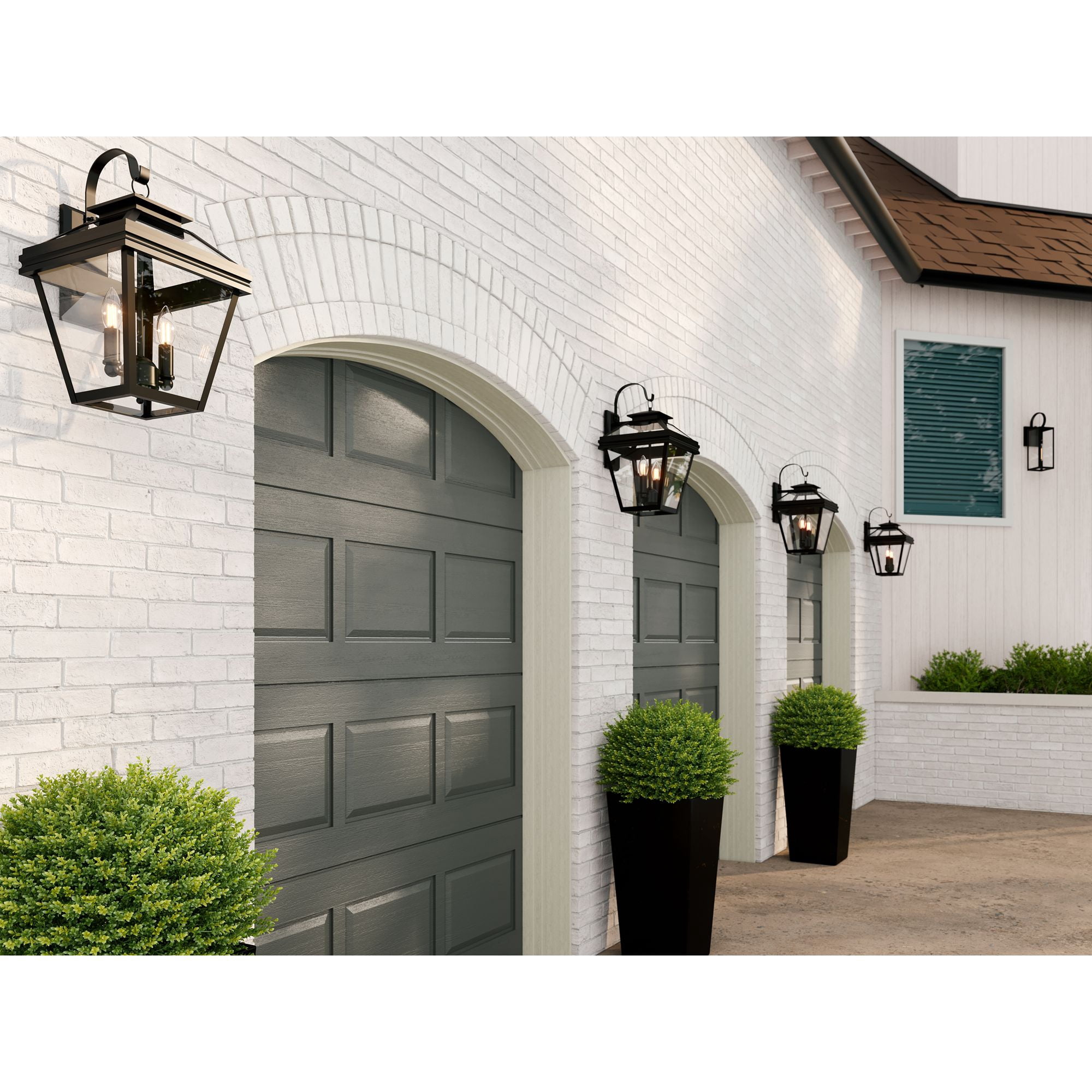 John Timberland Mira 21" High Farmhouse Rustic Lantern Outdoor Wall Light Fixture Mount Porch House Edison Bulb Black Finish