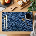 thumbnail image 2 of Blue Leopard Print Placemats Set of 8, Vintage Abstract Animal Patterned Art Placemats for Dining Table, Place Mats for Kitchen Tabletop, Waterproof Wipeable Dining Table Mats Set, 2 of 9