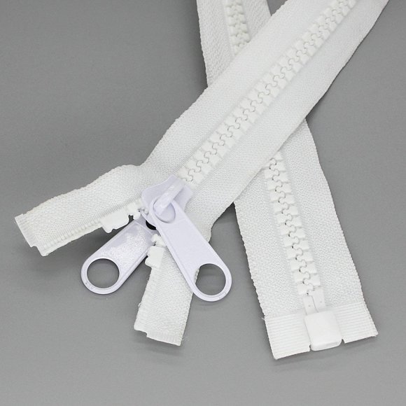 Leekayer 2 cremalleras resistentes #10 de 40 pulgadas para coser, separando cremallera de plástico grande, cinta blanca con doble pestaña deslizante, saco de dormir, cubierta de lona para barco, tramp