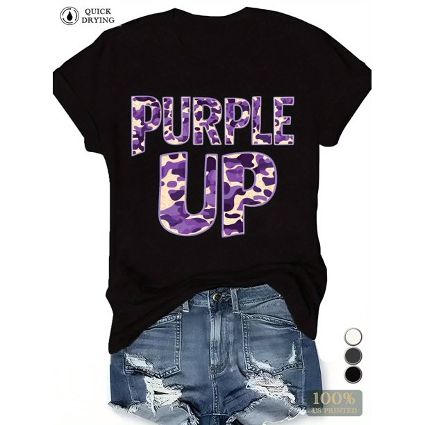 camouflage PURPLE UP Women's Plus Size Sports Short Sleeve T-Shirt