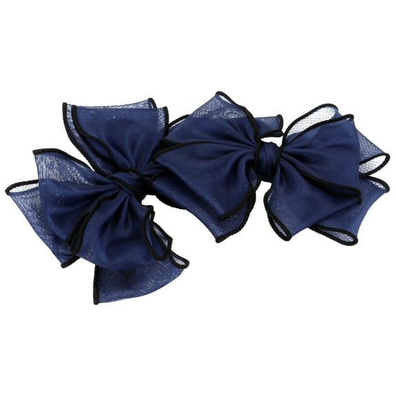 KALLORY 2Pcs Girl Shoe Bowknot Decors Organza Black Blue Diy Accessories for Women Shoes