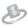 thumbnail image 2 of 1.86 ct Emerald Cut Simulated Blue Diamond Halo Engagement Ring for Women in 14K White Gold, 2 of 2