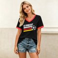 thumbnail image 5 of Women's Football Graphic T-Shirt, Women's V-Neck Short Sleeve Letter Print T-Shirt for Casual Summer for Soccer Tournament 2026 Black Size: 2XL, 5 of 5