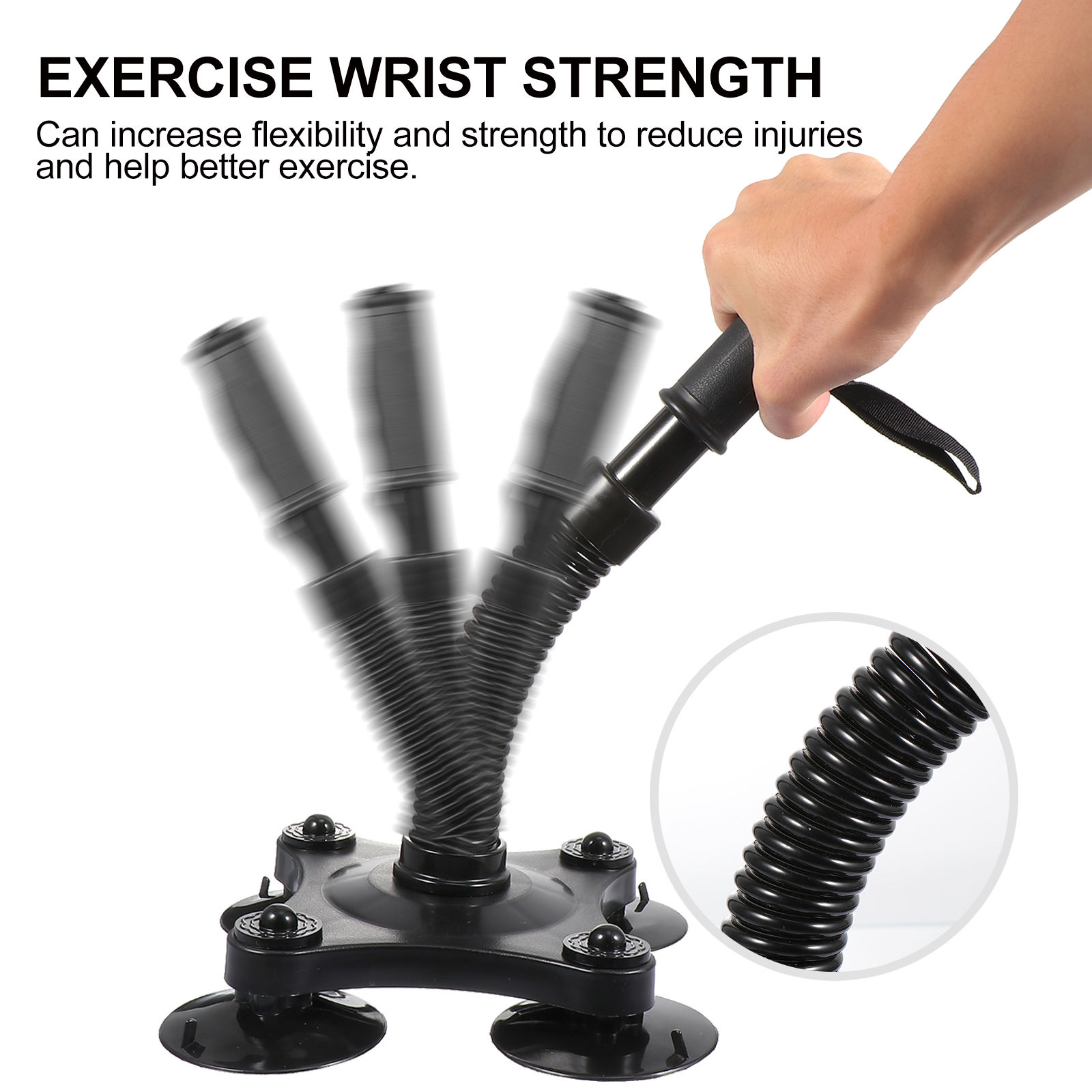 FENGGUIQU Forearm Strength Trainer Fitness Arm Force Exercise Device Iron Wrist Grip Strengthener Black 1 Pc