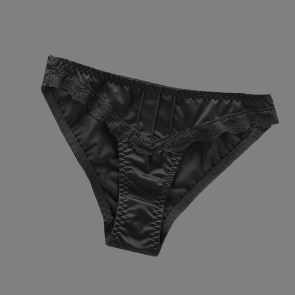 HOMBOM Low Rise Underwear for Women Bikini Comfort Waist Tagless Soft Lace Trim Panties for Women Black S