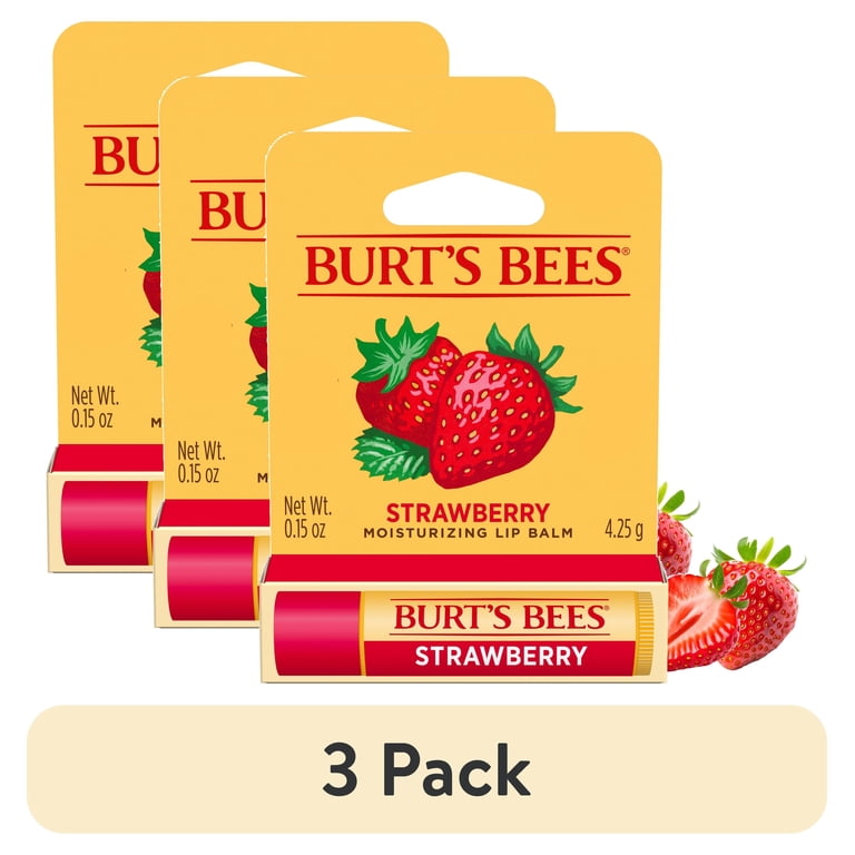 Burt's Bees Strawberry Moisturizing Lip Balm, 3 Pack photo 1