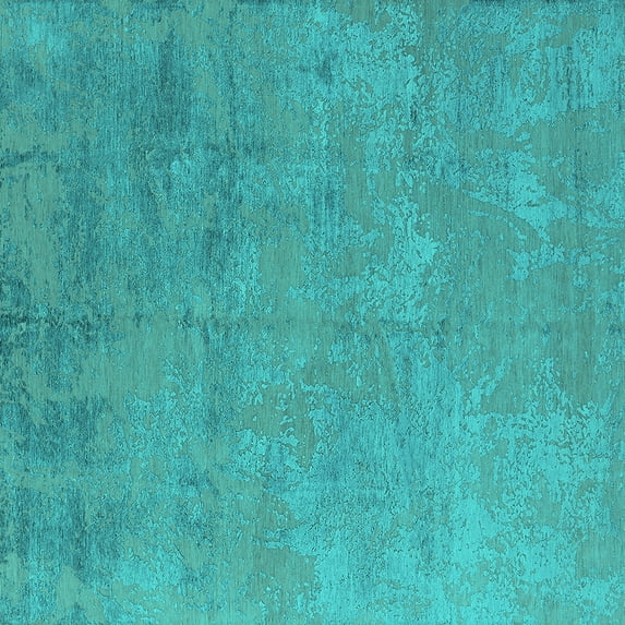 Ahgly Company Indoor Square Oriental Turquoise Blue Industrial Area Rugs, 6' Square