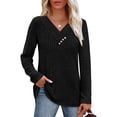 thumbnail image 5 of Women's Sweater Long Sleeve Shirt V Neck Button Top Autumn Fashion Winter Clothing, 5 of 9
