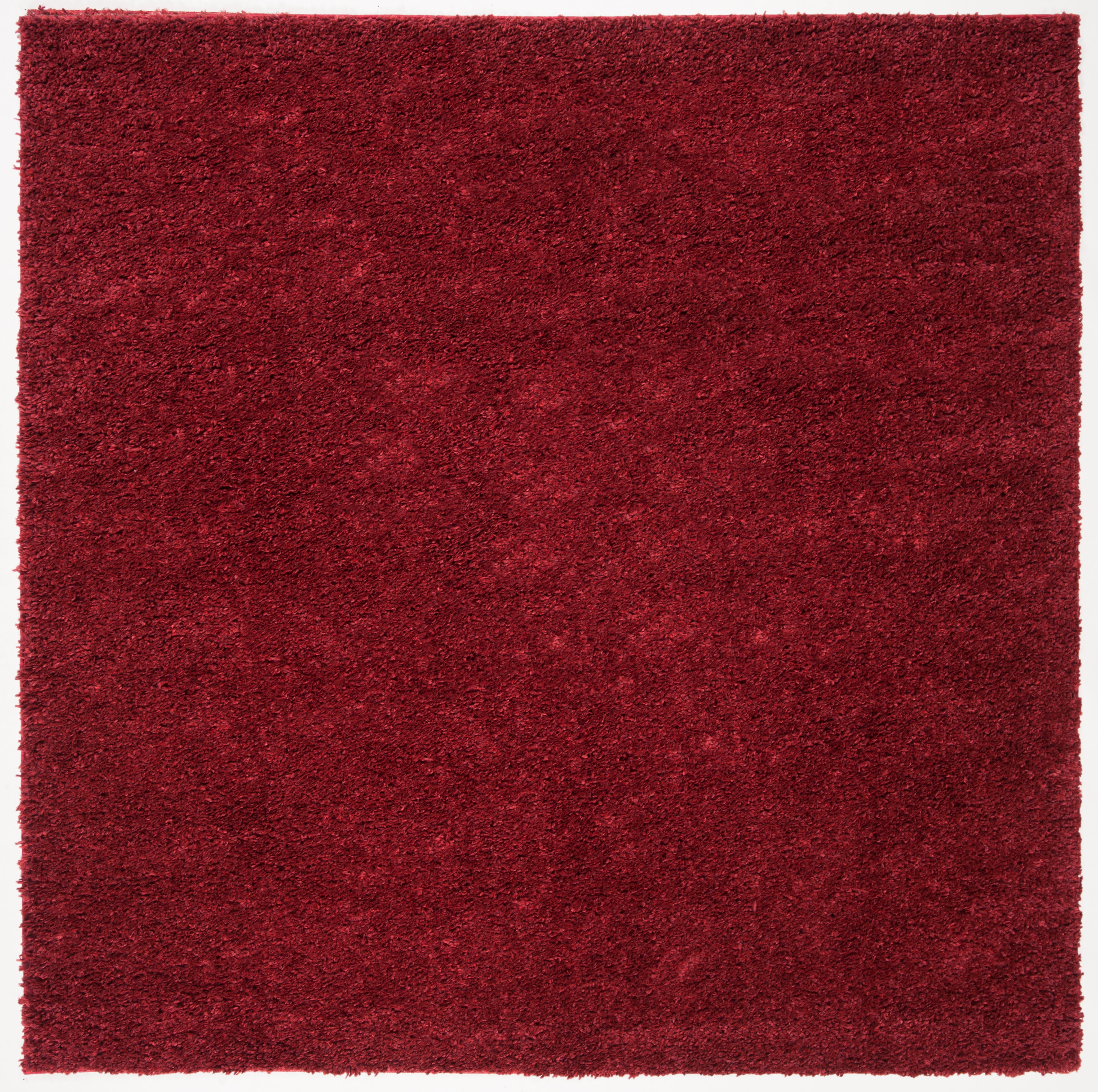 SAFAVIEH August Carlene Solid Plush Shag Area Rug, Burgundy, 6'7" x 6'7" Square - Modern Design, Burgundy, Non-Shedding & Easy Cleaning, Ultra Plush Thick Pile, Ideal for Living Room, Bedroom