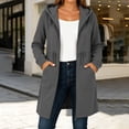 thumbnail image 2 of Zynoxe Women's Mid-Length Hooded Sweatshirt Adjustable Drawstring Waist Zip Up Hoodie Comfy Elastic Cuffs Long Sleeve Sweatshirt Jacket Fashionable Solid Color Casual Outerwear with Side Pockets L, 2 of 8