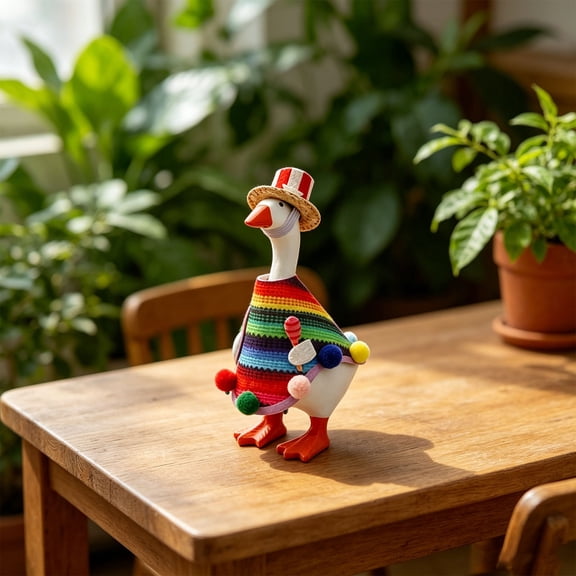 YuanGuangQ 7 Inch Goose Outfit for Small Statue, Decorative Costume for Outdoor Garden Ornament, Holiday Fabric Attire for Patio Yard Festival Display