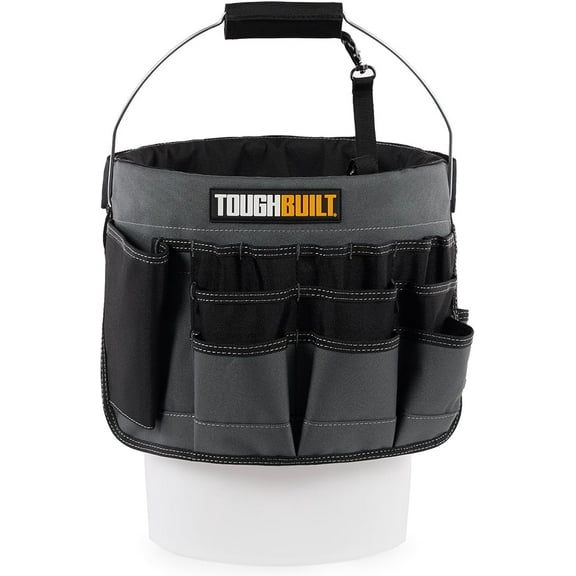 ToughBuilt – Bucket Organizer, 5-Gallon Bucket Tool Organizer with 60 Pockets, Loops & Compartments, Reinforced 1680D Ballistic Fabric for Contractors, Electricians & Builders