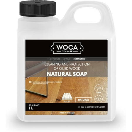 WOCA Natural Soap, Natural 1L - Concentrated Wood Cleaner for oil finished hardwood floors, tables, millwork, cutting boards, countertops and butcher block