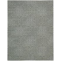 Nourison  Ambrose Hand-knotted Area Rug Grey 5'6" x 7'5" Geometric 6' x 9' Indoor, Handmade Living Room, Bedroom, Dining Room Grey Transitional