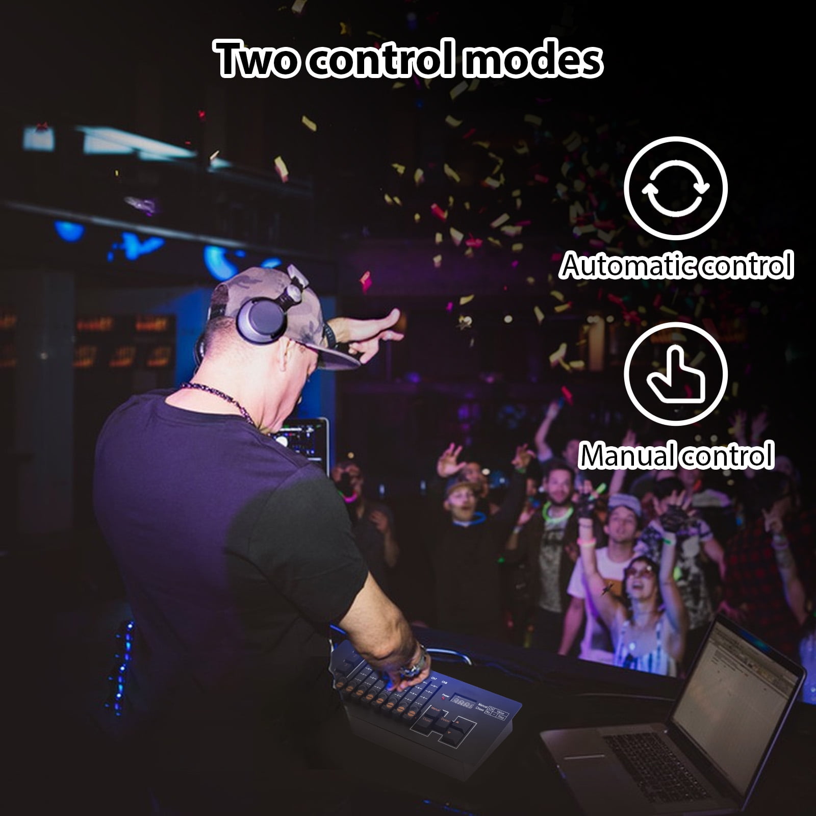 DMX Controller DMX 512 40 Channel Stage DJ Light Controller for DJ Lights Party Light Shows Disco Pub Light Controller Console Panel with Power-off Memory Type-C Rechargeable DMX Light Controller