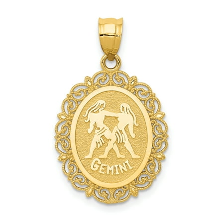 14k Yellow Gold Solid Satin Polished Gemini Zodiac Oval Pendant Canada - Gold Gemini Pendant 14k Yellow Gold Solid Satin Polished Gemini Zodiac Oval Pendant Canada - Gold Gemini Pendant