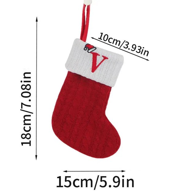 Calcetines de punto con letras de copo de nieve para decoración del hogar, adorno de árbol de Navidad, regalo, 2023, 2024
