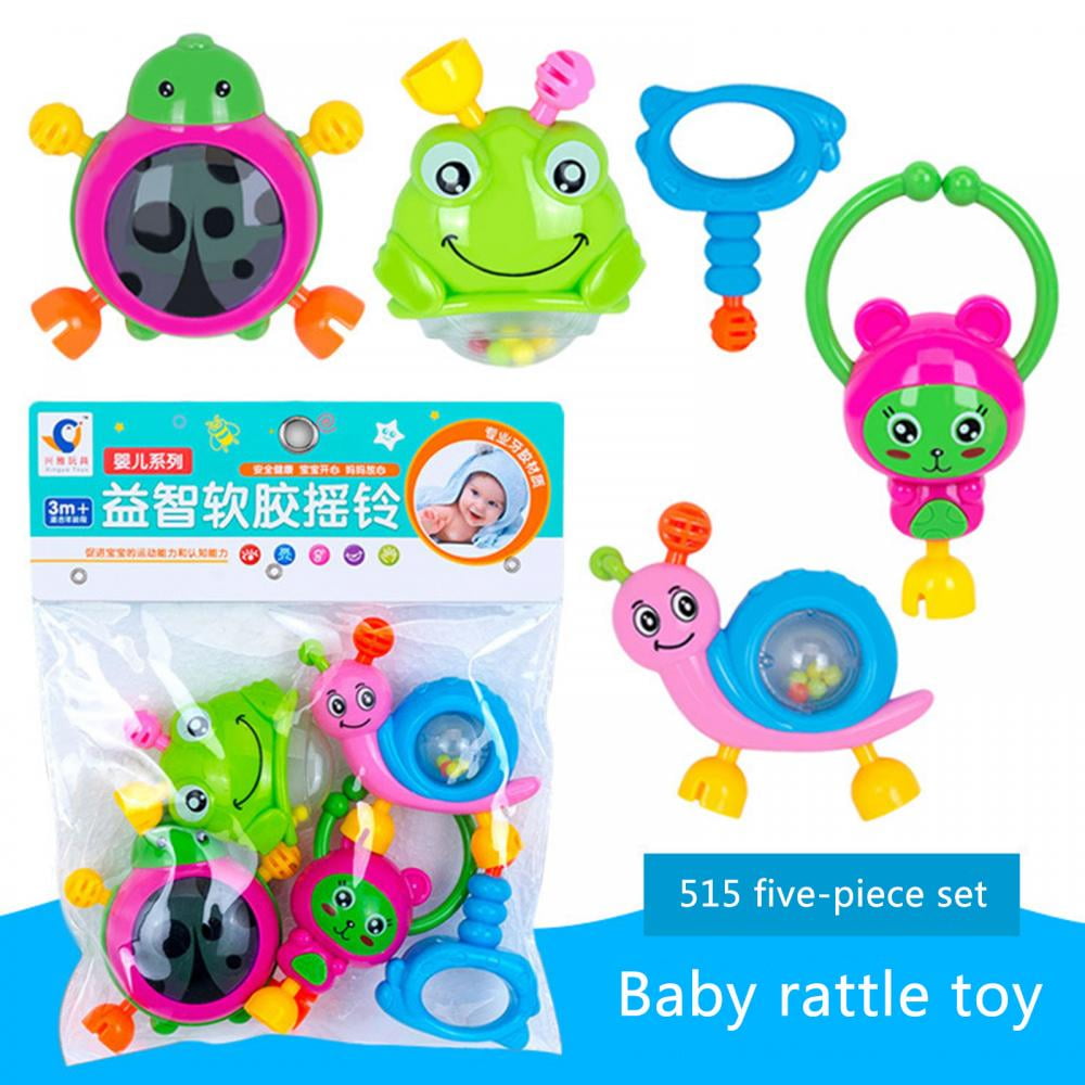Baby Rattle Toys, Baby Teether Rattle Sets with Infant Grab Shaker, Teether, Spin Rattle, Early