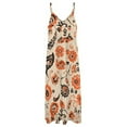 thumbnail image 4 of Cream Fabric Orange Black Floral Paisley Design Sleeveless Dress for Women Clothing Female Women's Summer Skirt, 4 of 7