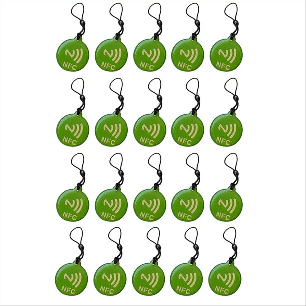 20 Etiquetas NFC Etiqueta Ntag213 13,56 MHz Tarjeta Inteligente para Todos los Teléfonos Habilitados para NFC Tarjeta de Presentación Inteligente NFC 31,5 X 28 mm Verde
