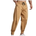 thumbnail image 4 of YYDGH Cargo Pants for Men Snap Button Tapered Joggers Pants Drawstring Elastic Waist Sweatpants Casual Lightweight Trousers Streetwear, 4 of 5