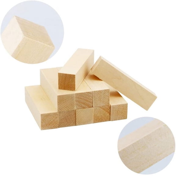 MERRYHAPY 10Pcs Khaki Wood Carving Blocks for DIY Crafts Safe Sturdy Blank Wooden Whittling Blocks 2.5x3.5x1.5 Inches
