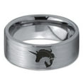 thumbnail image 2 of Tungsten Yin Yang Mythical Unicorns Band Ring 8mm Men Women Comfort Fit Gray Flat Cut Brushed Polished, 2 of 4