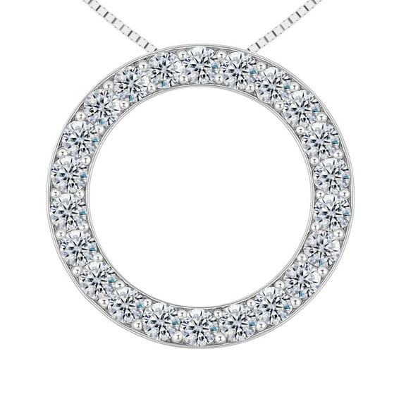 Sterling Silver Circle of Life Pendant Necklace – 5.00 Carat Cubic Zirconia (27 Stones, 3.50mm Each) – 925 Silver, 5g – Eternal Love Jewelry for Women - Platinum Plated Silver
