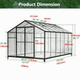 thumbnail image 3 of 8' x 12' Greenhouse for Outdoors, Polycarbonate Greenhouse with Rain Gutter and Roof Vent, Aluminum Walk-in Green Houses for Outside for Patio Backyard Garden, 3 of 6