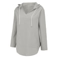 thumbnail image 2 of Bovemsi Women's Long Sleeve Tops Cotton Linen Sleeved Hooded T Shirt Beach V Neck Large Pocket Top Long Sleeve Blouse, 2 of 8