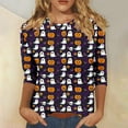 thumbnail image 2 of Enjoytime Women's Plus Size Summer Tops Round Neck 3/4 Sleeve Blouses Fashion Summer Casual Halloween Printed Shirts, 2 of 5