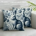 thumbnail image 3 of COMIO Blue and White Porcelain Pillow Covers Floral Chinoiserie Rabbit Pattern Farmhouse Decorative French Country Style Cushion Pillowcases for Bedroom Living Room Sofa 12x12in, 3 of 5
