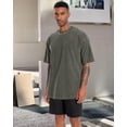 thumbnail image 4 of Camiseta oversize Adorejoy Vintage Washed para hombre Verde Oscuro, 4 of 9