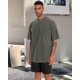 thumbnail image 4 of Camiseta Adorejoy Oversize Vintage Lavada para Hombre Verde Oscuro, 4 of 9