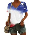thumbnail image 4 of HEILAU American Flag Graphic T Shirts for Women Independence Day Vintage Print Floral Casual V Neck T Shirt Patriotic Tops, 4 of 5