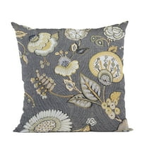 Plutus Brands Gray Yellow Sunlit Garden Floral Luxury Throw Pillow