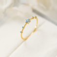thumbnail image 6 of Dainty Aquamarine Light Blue 3A CZ Flower Gold Ring, 6 of 7