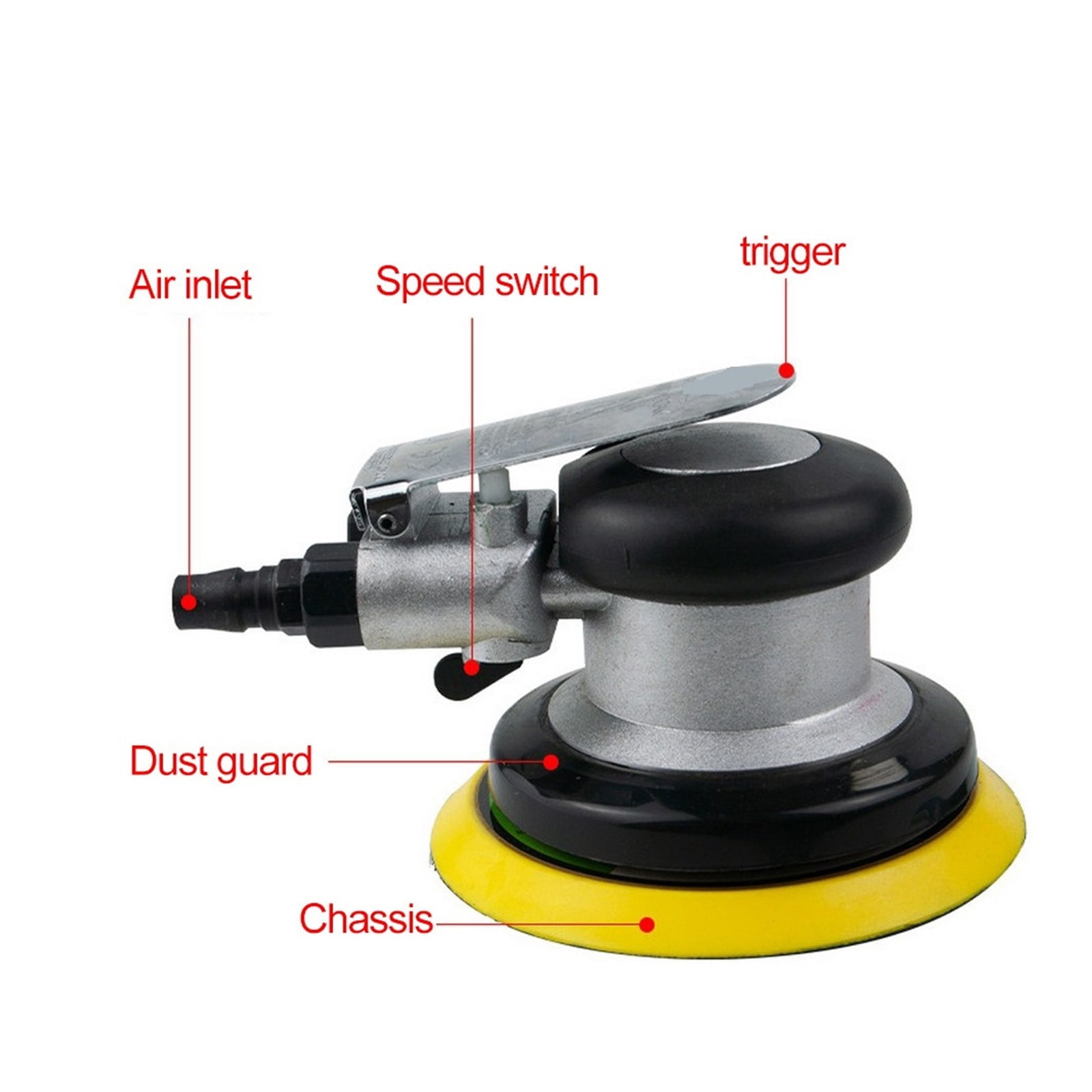 Pneumatic Sanding Machine 125MM 5" Eccentric 5MM Random Orbital Air Sander Tools 11000RPM Floor Sanding Waxing Polisher Machine ,Equipment Stability