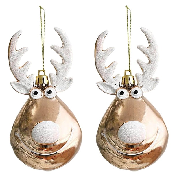 Adornos de bolas navideñas, colgante de bola con diseño de alce, accesorios para fiestas Elk 1 oro