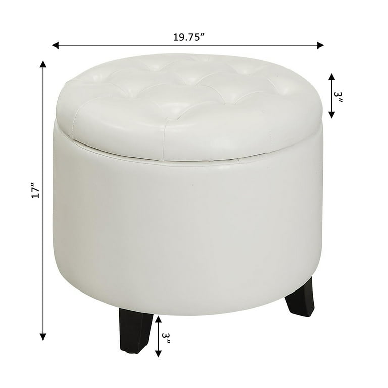 Round white 2024 leather ottoman