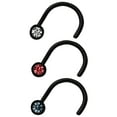 thumbnail image 4 of Women's 22G Black Stainless Steel Crystal Nose Screw Trio, 4 of 6