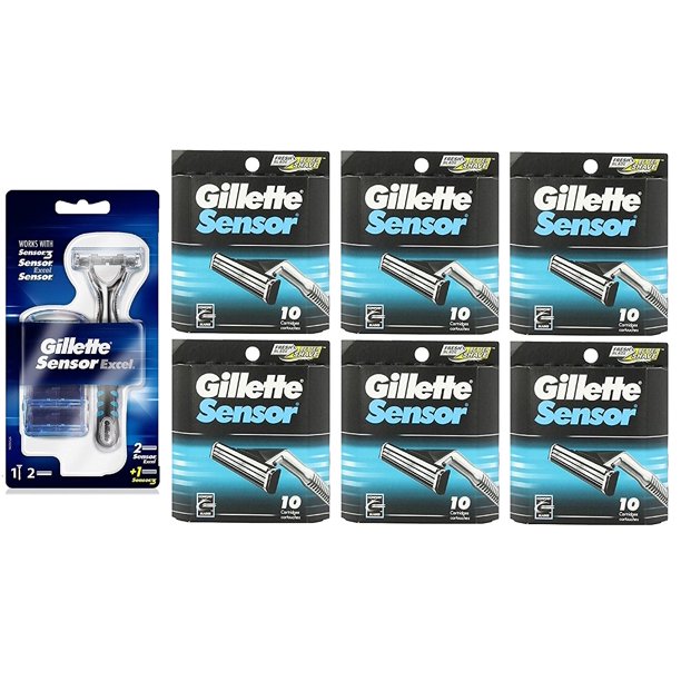 Gillette Sensor Excel Razor w/ 3 Cartridges + Gillette Sensor 10 Ct