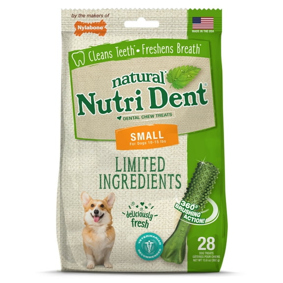 Nylabone Nutri Dent Fresh Breath Flavored Dental Dog Chew Treats Small (28 Count)
