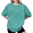 thumbnail image 2 of Endives Women's Short Sleeve T-shirts Crew Neck Drop Shoulder 2D Printed Basic Top Oversized Tee Fashion, 2 of 7